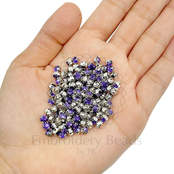 Premium Rhinestone Clasp Cup - 4MM | Purple