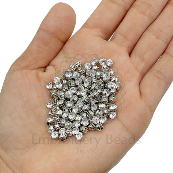 Premium Rhinestone Clasp Cup - 4MM | Silver
