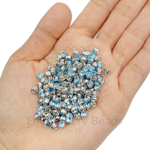 Premium Rhinestone Clasp Cup - 4MM | Aquamarine