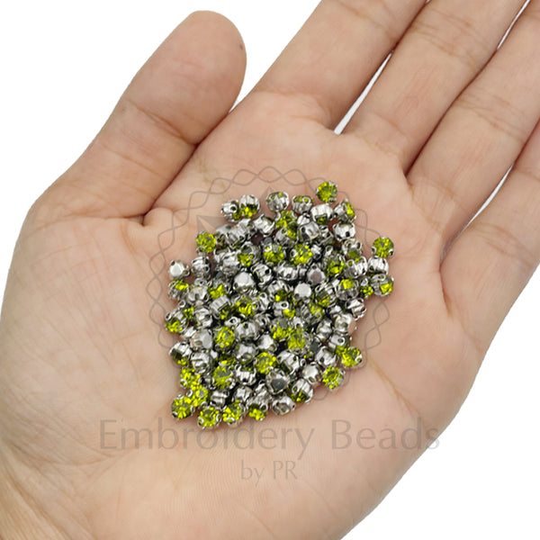 Premium Rhinestone Clasp Cup - 4MM | Light Green