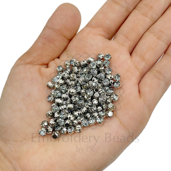 Premium Rhinestone Clasp Cup - 4MM | Black Diamond