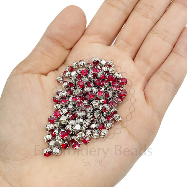 Premium Rhinestone Clasp Cup - 4MM | Red