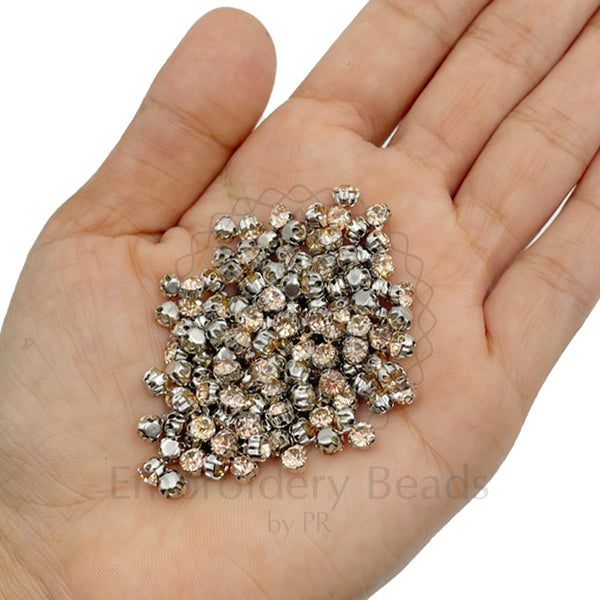 Premium Rhinestone Clasp Cup - 4MM | 	Light Peach
