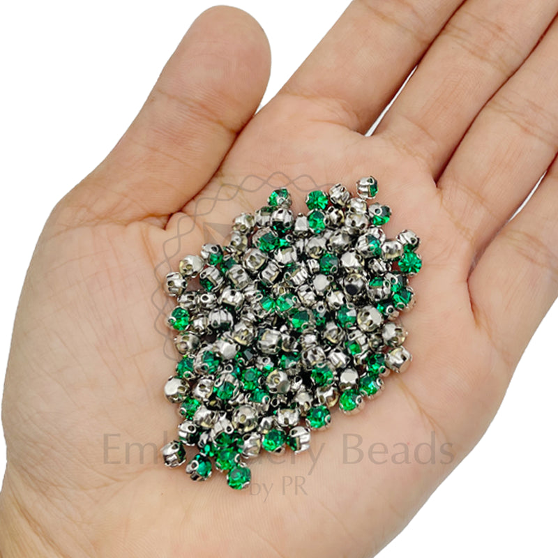 Premium Rhinestone Clasp Cup - 6MM | Emerald