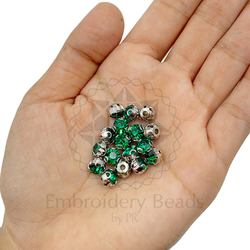 Premium Rhinestone Clasp Cup - 8MM | Emerald
