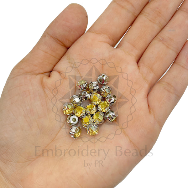 Premium Rhinestone Clasp Cup - 6MM | Golden Amber AB