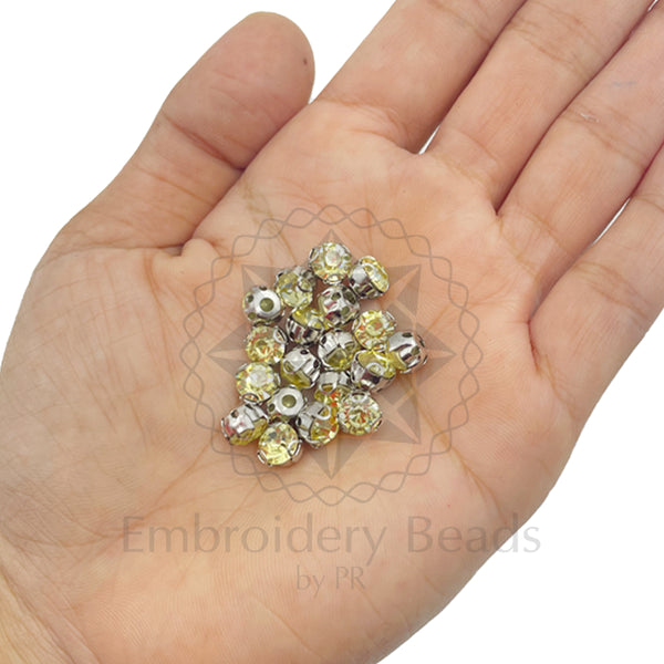 Premium Rhinestone Clasp Cup - 6MM | 	Light Yellow
