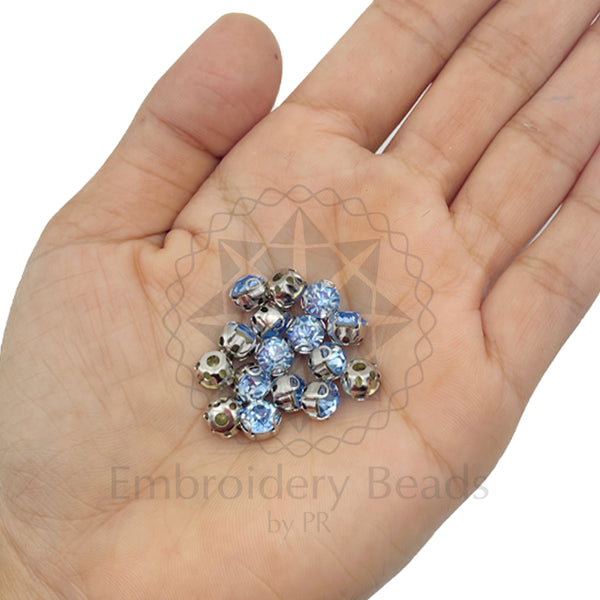 Premium Rhinestone Clasp Cup - 6MM | Sky Blue Diamond