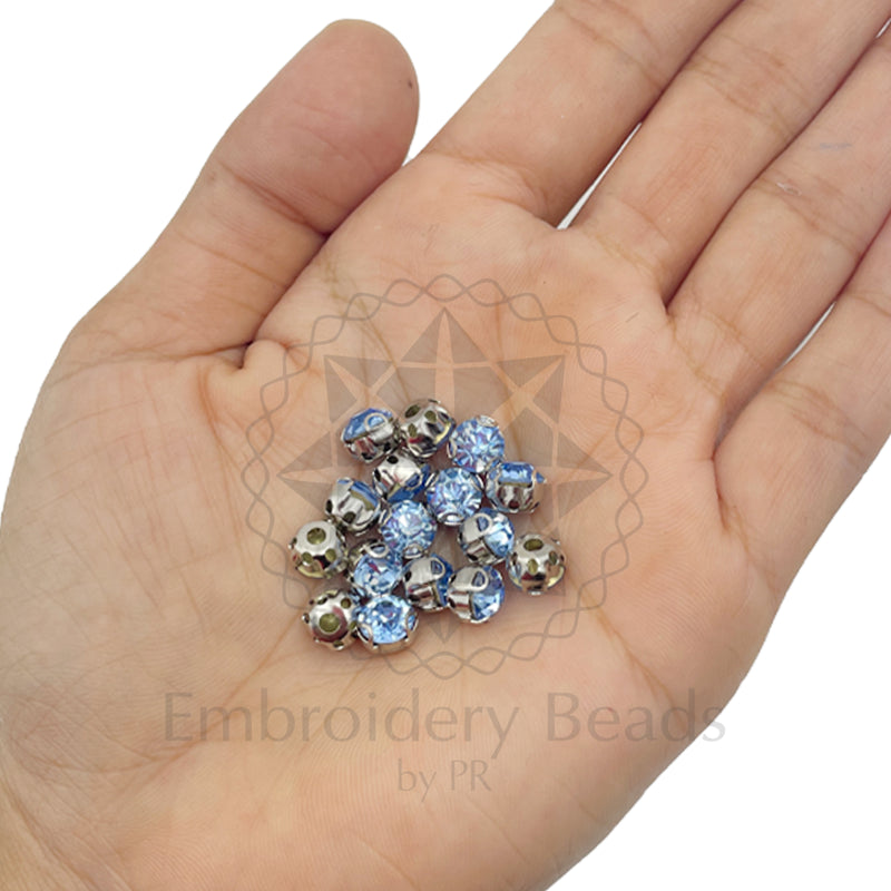 Premium Rhinestone Clasp Cup - 3MM | Sky Blue Diamond