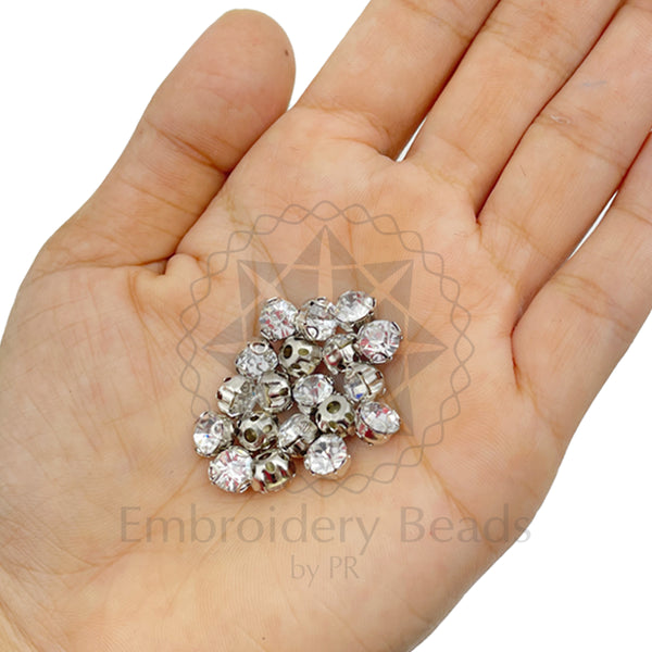 Premium Rhinestone Clasp Cup - 8MM | Silver