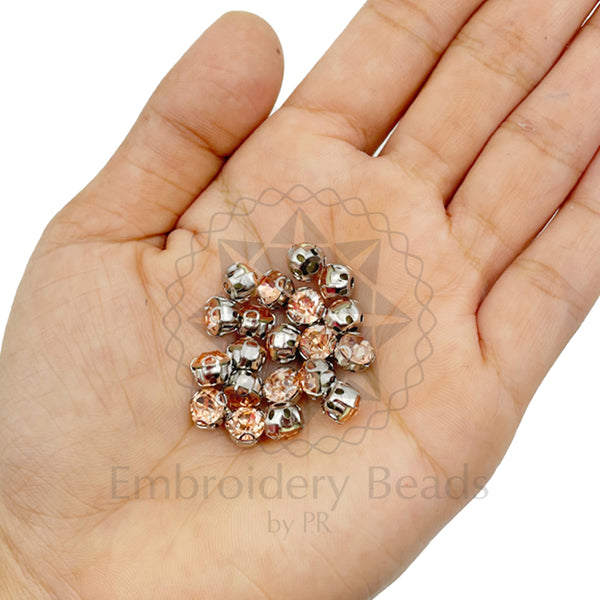 Premium Rhinestone Clasp Cup - 8MM | 	Light Peach