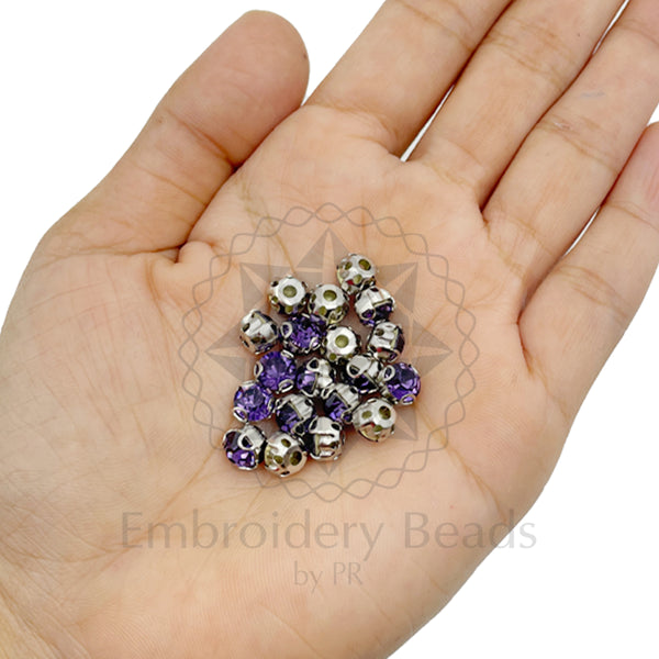 Premium Rhinestone Clasp Cup - 6MM | Purple