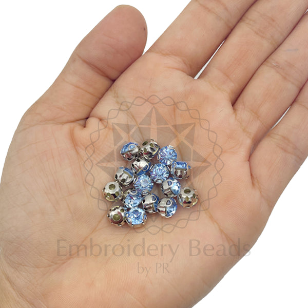 Premium Rhinestone Clasp Cup - 8MM | Aquamarine