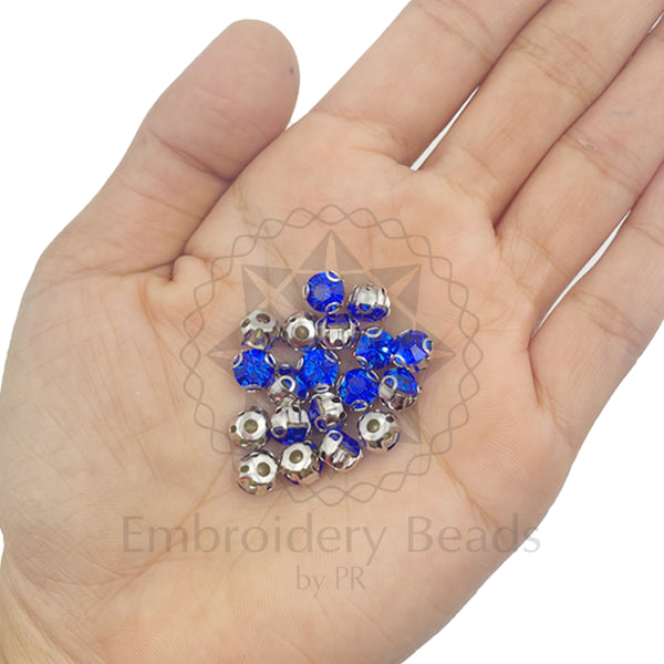Premium Rhinestone Clasp Cup - 8MM | Royal Blue Diamond