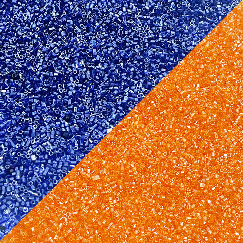 Miyuki Microcut Glass Beads Luster 1mm, Sky Blue+Silver, 200 Grams