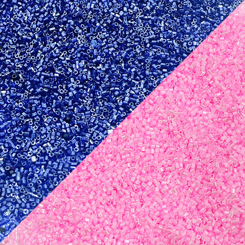 Miyuki Microcut Glass Beads Luster 1mm, Royal blue+Silver, 200 Grams