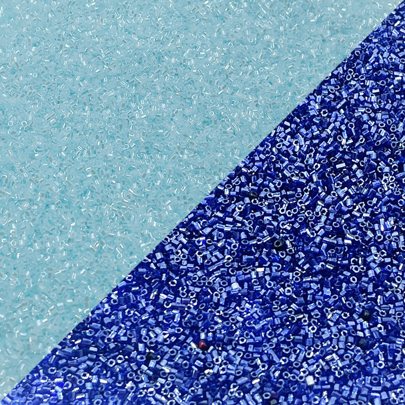 Miyuki Microcut Glass Beads Luster 1mm, Sky Blue+Silver, 200 Grams
