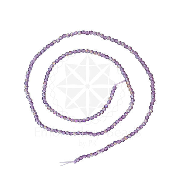 Crystal Bicone Round Beads Line | 2MM | Rainbow Light Purple 20 Lines | Per Line Approx 180 Pieces | Total Approx 3600 Pieces