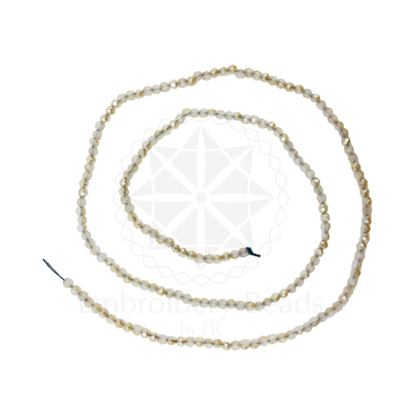 Crystal Bicone Round Beads Line | 2MM | Cream 10 Lines | Per Line Approx 180 Pieces | Total Approx 1800 Pieces