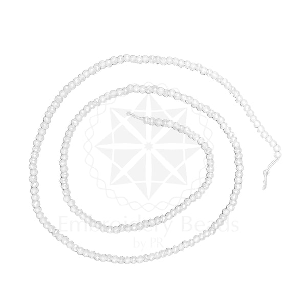 Crystal Bicone Round Beads Line | 2MM | White 20 Lines | Per Line Approx 180 Pieces | Total Approx 3600 Pieces