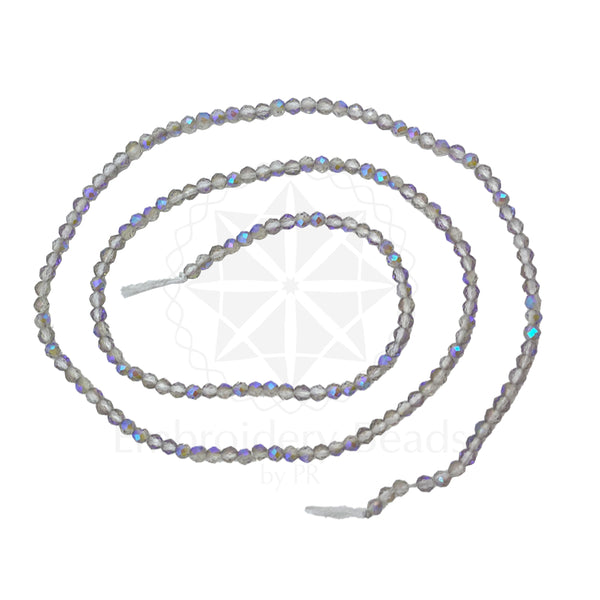 Crystal Bicone Round Beads Line | 2MM | Rainbow Purple Grey 10 Lines | Per Line Approx 180 Pieces | Total Approx 1800 Pieces