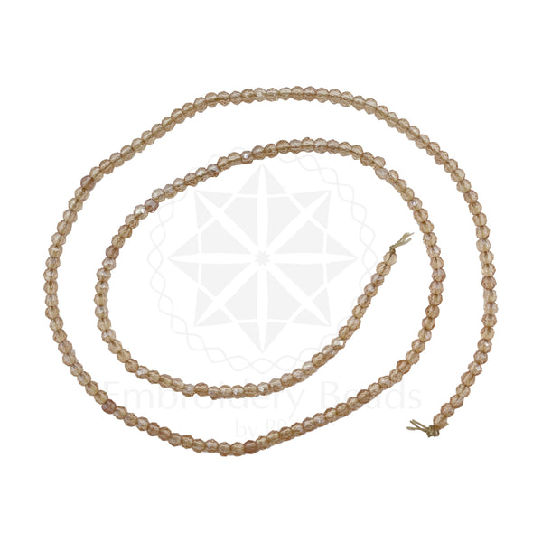 Crystal Bicone Round Beads Line | 2MM | Rainbow Light Brown 20 Lines | Per Line Approx 180 Pieces | Total Approx 3600 Pieces