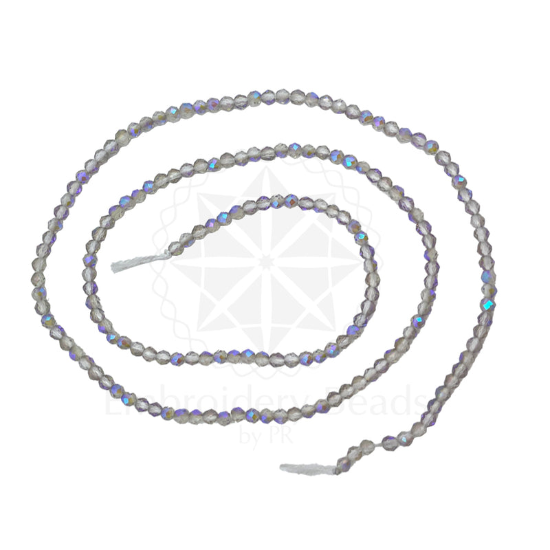 Crystal Bicone Round Beads Line | 2MM | Rainbow Grey 10 Lines | Per Line Approx 180 Pieces | Total Approx 1800 Pieces