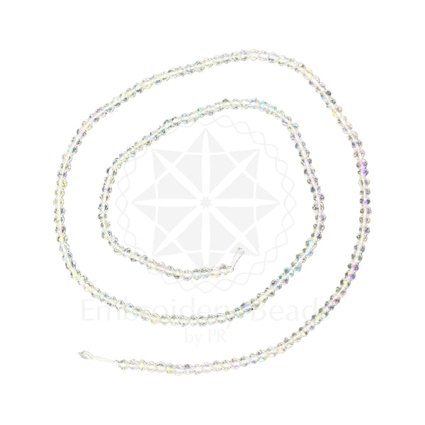 Crystal Bicone Round Beads Line | 2MM | Rainbow White 7 Lines | Per Line Approx 180 Pieces | Total Approx 1260 Pieces