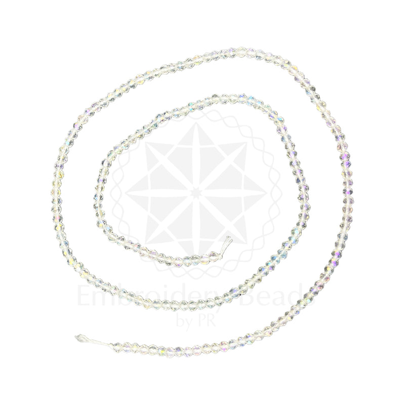 Crystal Bicone Round Beads Line | 2MM | Rainbow White 7 Lines | Per Line Approx 180 Pieces | Total Approx 1260 Pieces