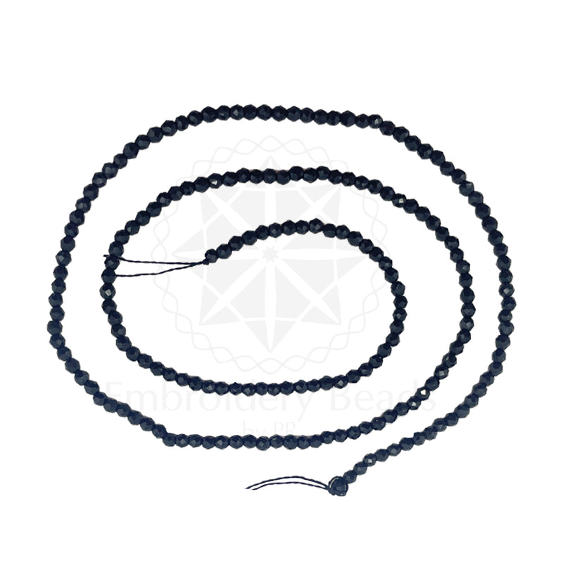 Crystal Bicone Round Beads Line | 2MM | Dark Navy 20 Lines | Per Line Approx 180 Pieces | Total Approx 3600 Pieces