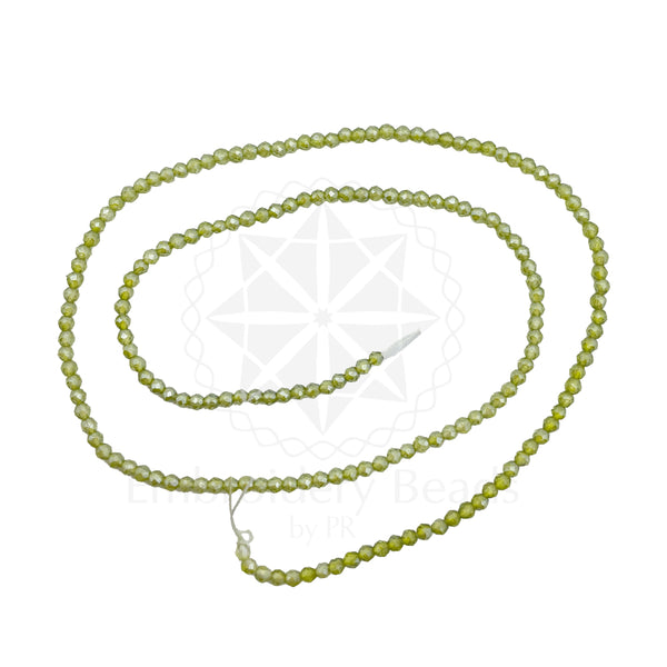 Crystal Bicone Round Beads Line | 2MM | Neon Green 20 Lines | Per Line Approx 180 Pieces | Total Approx 3600 Pieces