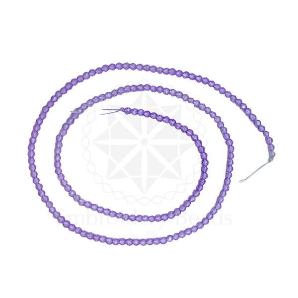 Crystal Bicone Round Beads Line | 2MM | Light Purple 10 Lines | Per Line Approx 180 Pieces | Total Approx 1800 Pieces