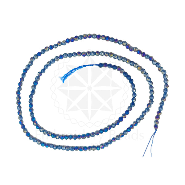Crystal Bicone Round Beads Line | 2MM | Rainbow Montana 20 Lines | Per Line Approx 180 Pieces | Total Approx 3600 Pieces