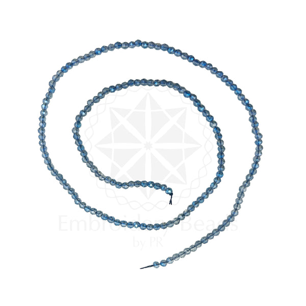 Crystal Bicone Round Beads Line | 2MM | Montana 10 Lines | Per Line Approx 180 Pieces | Total Approx 1800 Pieces