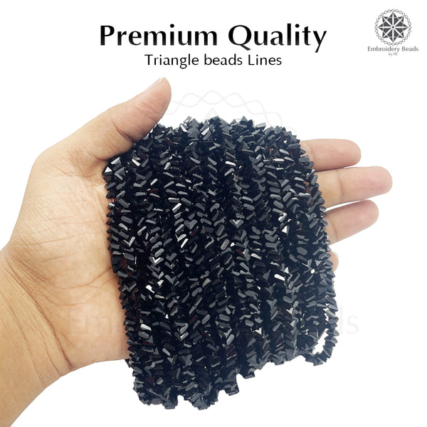Crystal Bicone Triangle Beads Line | 6MM | Black 7 Lines | Per Line Approx 88 Pieces | Total Approx 616 Pieces