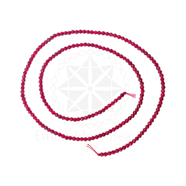 Crystal Bicone Round Beads Line | 2MM | Maroon 20 Lines | Per Line Approx 180 Pieces | Total Approx 3600 Pieces