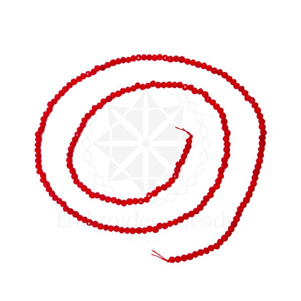 Crystal Bicone Round Beads Line | 2MM | Red 10 Lines | Per Line Approx 180 Pieces | Total Approx 1800 Pieces
