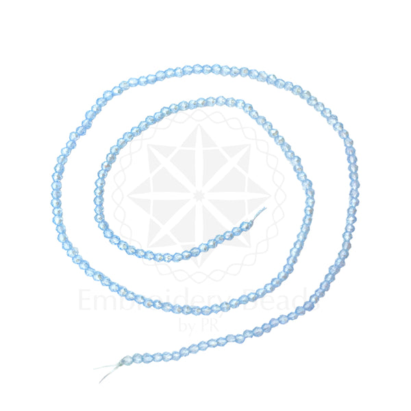 Crystal Bicone Round Beads Line | 2MM | Sky Blue 12 Lines | Per Line Approx 180 Pieces | Total Approx 2160 Pieces