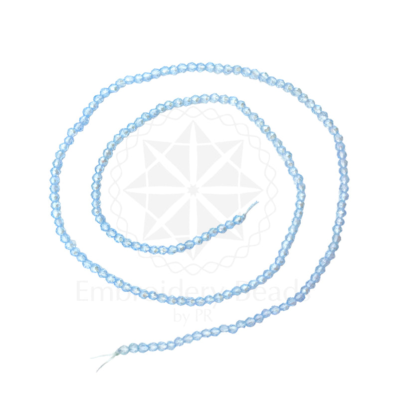 Crystal Bicone Round Beads Line | 2MM | Sky Blue 12 Lines | Per Line Approx 180 Pieces | Total Approx 2160 Pieces