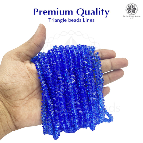 Crystal Bicone Triangle Beads Line | 6MM | Royal Blue 6 Lines | Per Line Approx 88 Pieces | Total Approx 528 Pieces