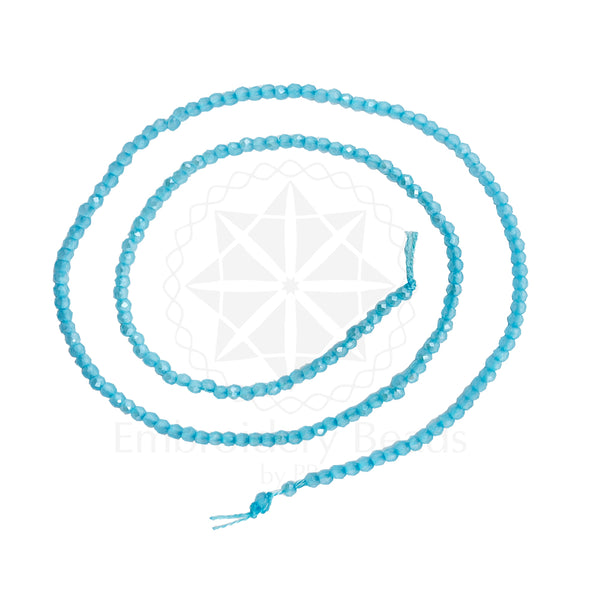Crystal Bicone Round Beads Line | 2MM | Blue 10 Lines | Per Line Approx 180 Pieces | Total Approx 1800 Pieces