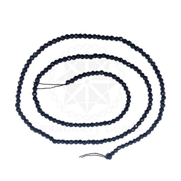 Crystal Bicone Round Beads Line | 2MM | Black 20 Lines | Per Line Approx 180 Pieces | Total Approx 3600 Pieces