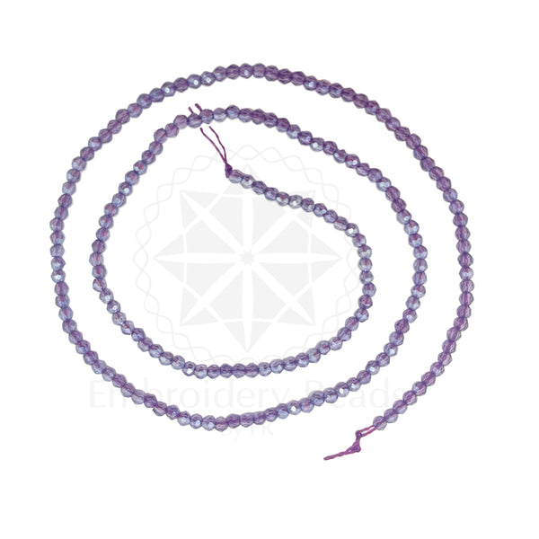 Crystal Bicone Round Beads Line | 2MM | Rainbow Purple 20 Lines | Per Line Approx 180 Pieces | Total Approx 3600 Pieces