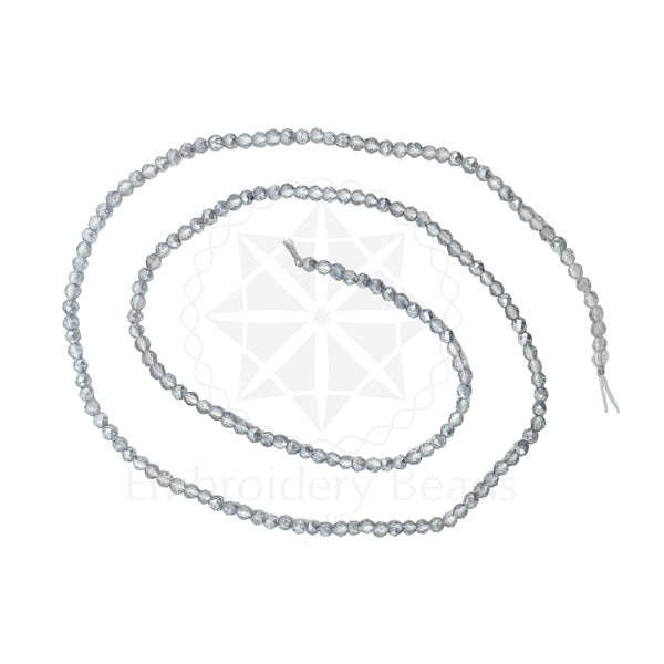 Crystal Bicone Round Beads Line | 2MM | Grey 20 Lines | Per Line Approx 180 Pieces | Total Approx 3600 Pieces