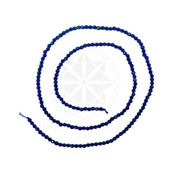 Crystal Bicone Round Beads Line | 2MM | Navy Blue 20 Lines | Per Line Approx 180 Pieces | Total Approx 3600 Pieces