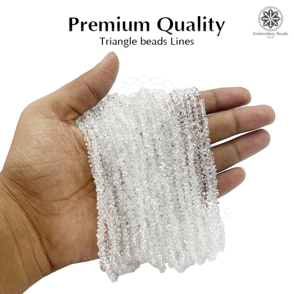 Crystal Bicone Triangle Beads Line | 4MM | White 7 Lines | Per Line Approx 120 Pieces | Total Approx 840 Pieces