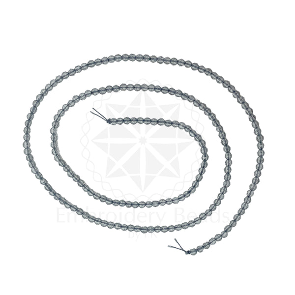 Crystal Bicone Round Beads Line | 2MM | Black Diamond 20 Lines | Per Line Approx 180 Pieces | Total Approx 3600 Pieces
