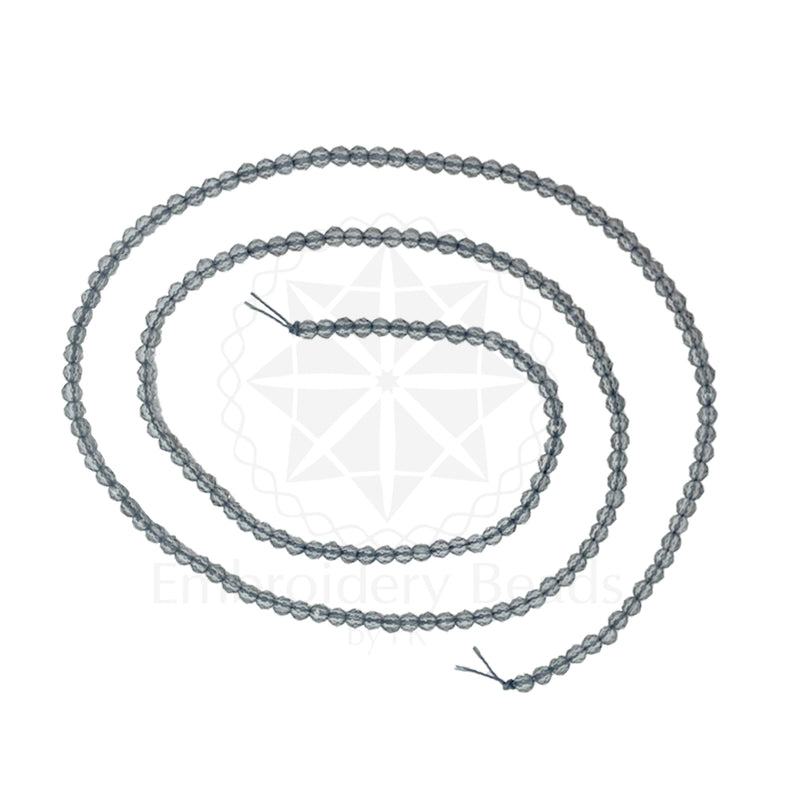 Crystal Bicone Round Beads Line | 2MM | Black Diamond 20 Lines | Per Line Approx 180 Pieces | Total Approx 3600 Pieces