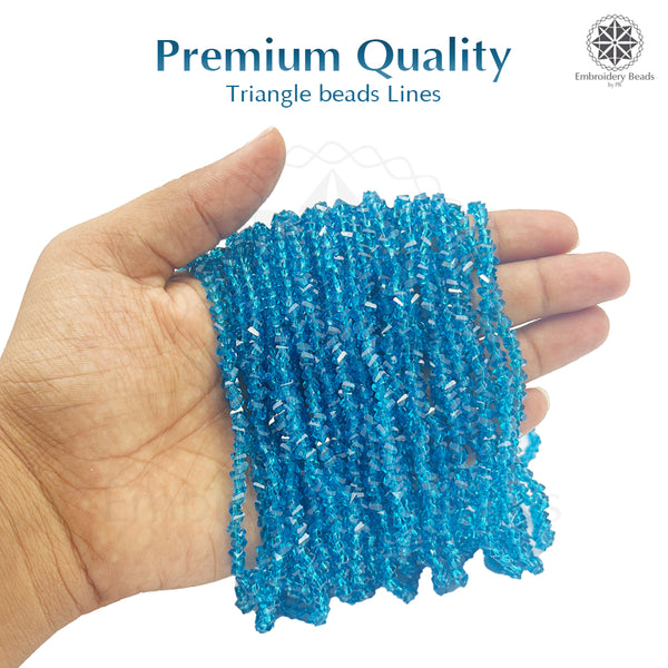 Crystal Bicone Triangle Beads Line | 4MM | Navy Blue 7 Lines | Per Line Approx 120 Pieces | Total Approx 840 Pieces