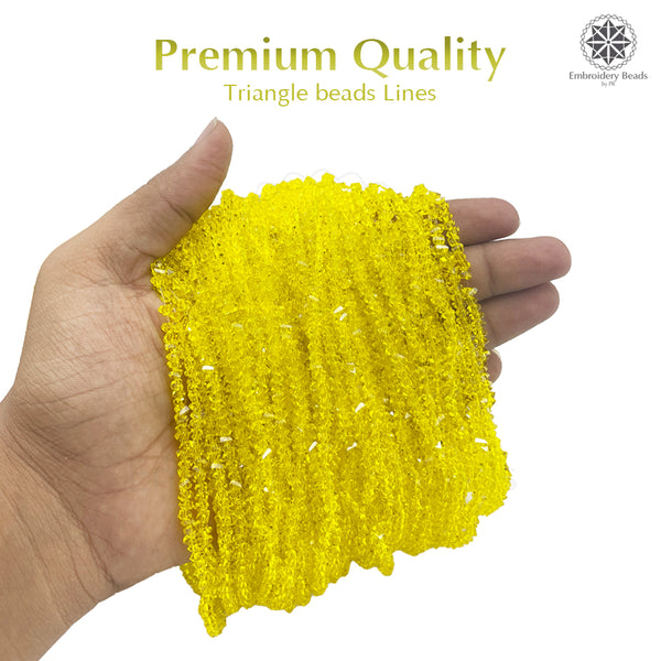 Crystal Bicone Triangle Beads Line | 4MM | Yellow 5 Lines | Per Line Approx 120 Pieces | Total Approx 600 Pieces